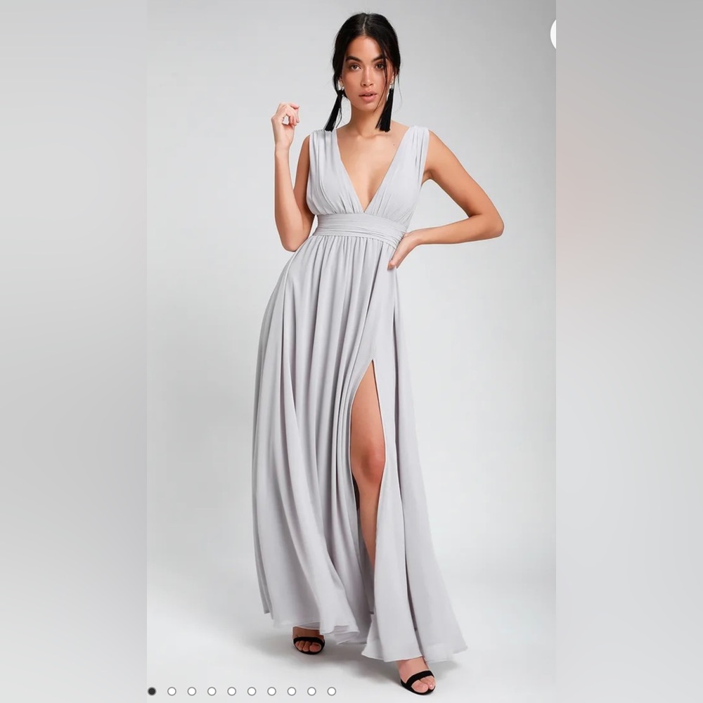 LuLus Heavenly Hues Dress in Light Grey